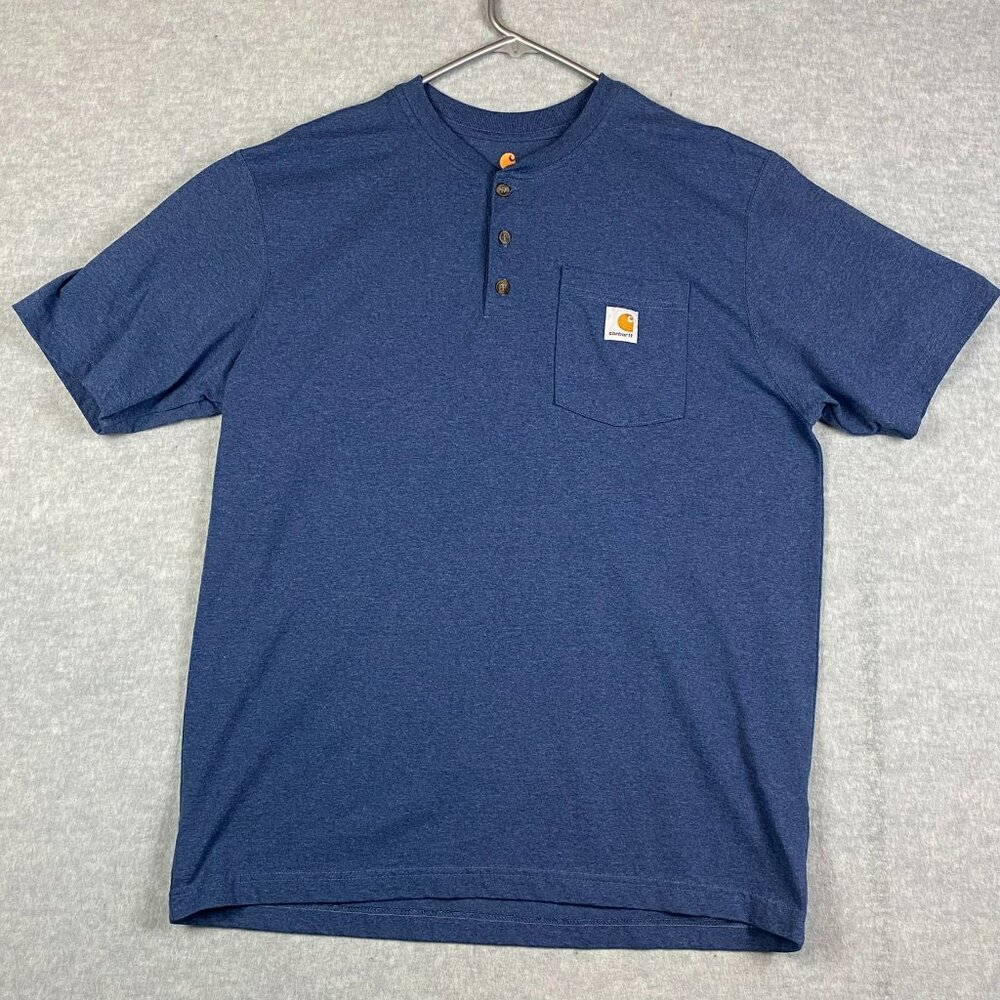 Carhartt Heather Blue T-Shirt with Pocket - Size Large